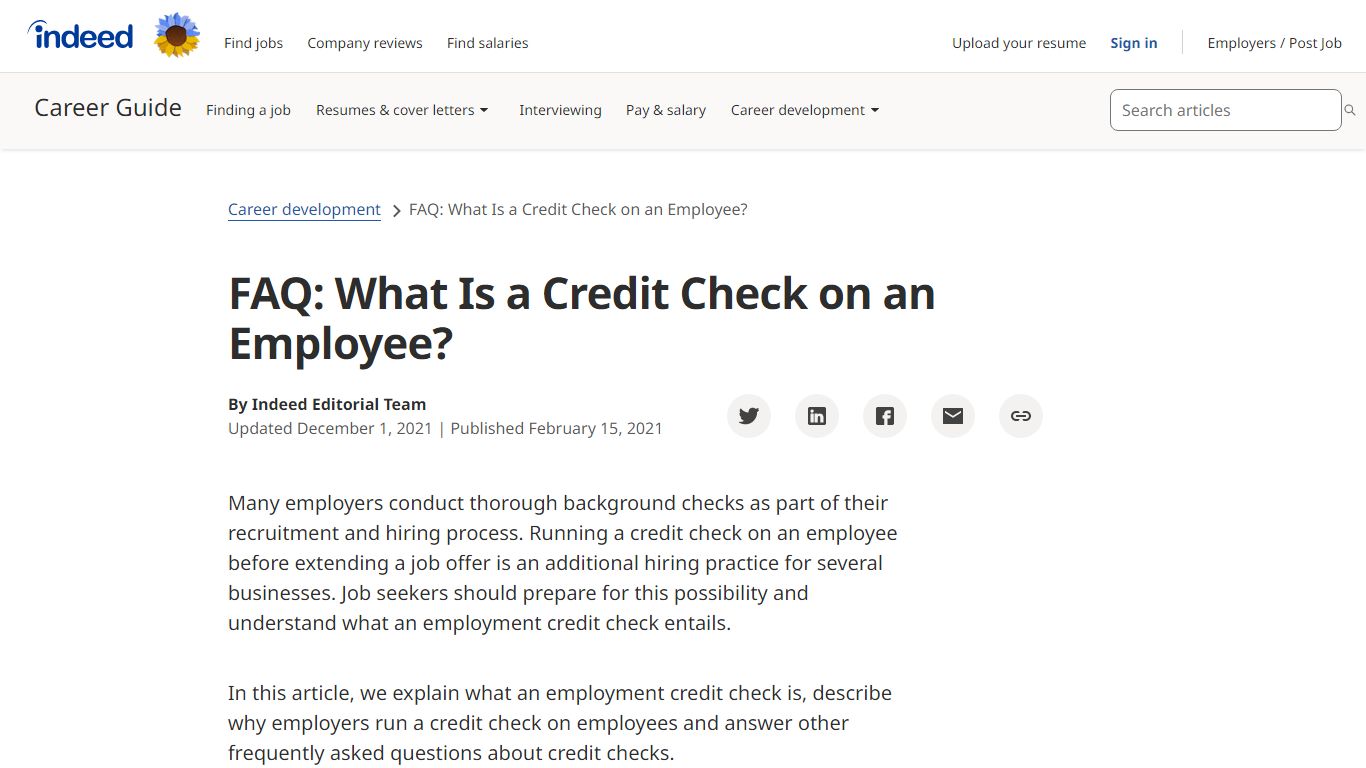 FAQ: What Is a Credit Check on an Employee? | Indeed.com